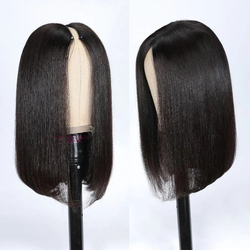 Straight Short Bob V Part Wigs Human Hair Bob Wig Short Straight V Part Bob Wig No Leave Out 180% human hair Wigs 100%U Part Wig