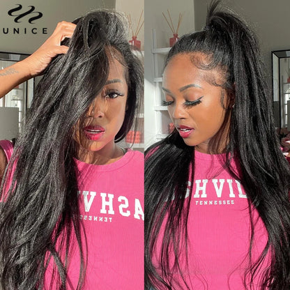 UNice Hair Yaki Straight Human Hair Bundles 100g Per Bundle 100% Human Hair Sew In Weaves 8-26 Inch Natutral Color 1/3/4 Bundles