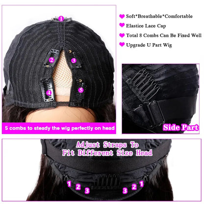 V Part Body Wave Wig 180% Density 100% Brazilian Hair Virgin Hair 18-32 Inch Full Machine Made Human Hair Wigs100% Human Hair Qu