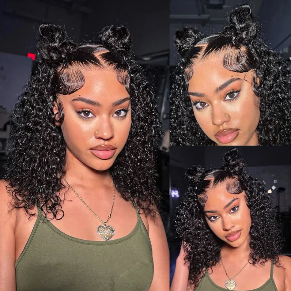 Mongolian Kinky Curly Wig Human Hair 13x4 Curly Lace Front Human Hair Wigs Deep Curly Lace Closure Wig For Women 180 Density