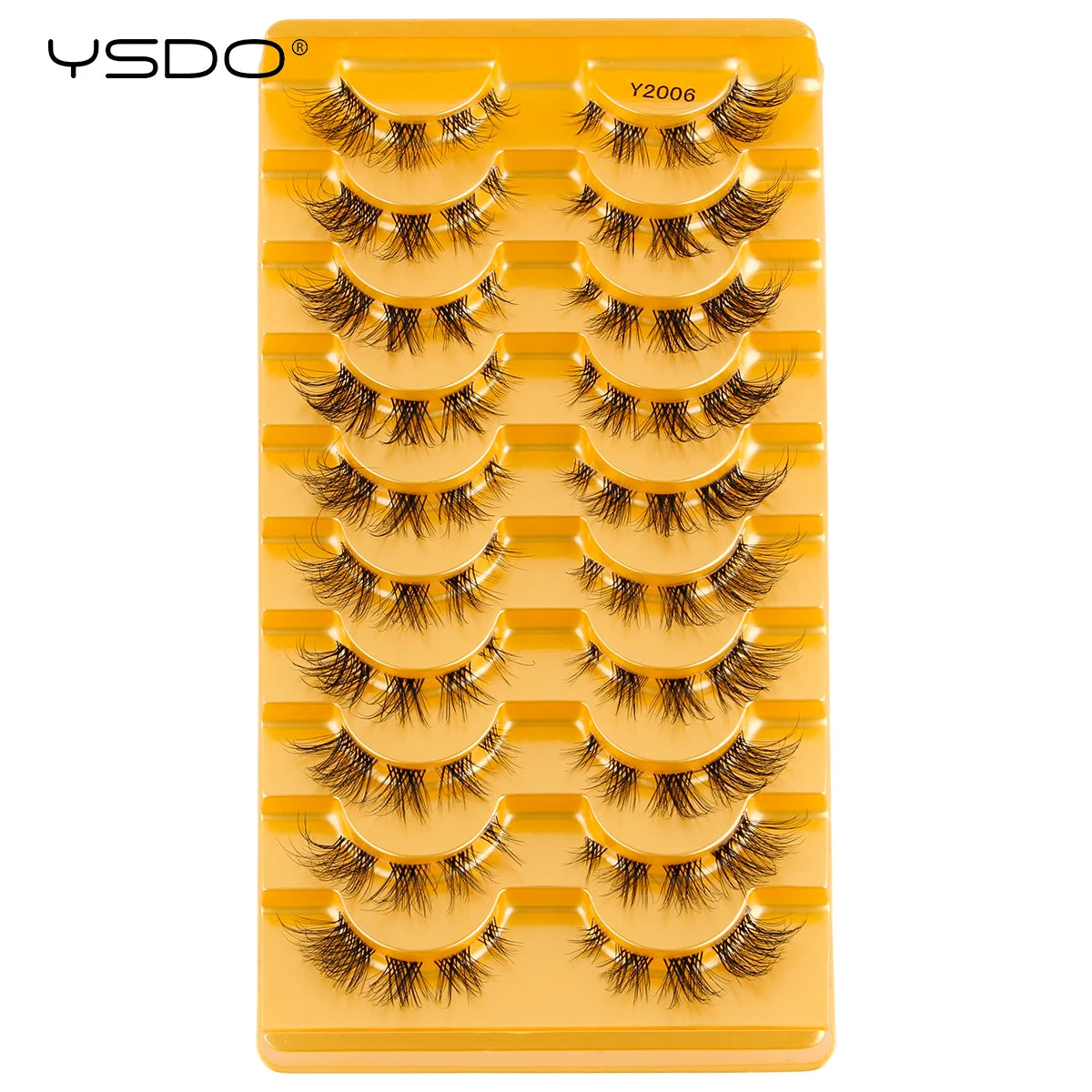 YSDO Natural Long Eyelashes 10 Pairs Wispy Soft 3D Mink Lashes Reusable Cat Eye Lashes Makeup Eyelash Extension Faux Cils