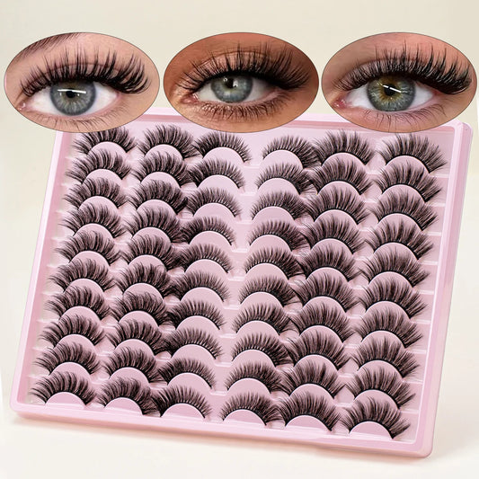 ISEEN 30pairs False Eyelashes 3D False Mink Lashes Cat and Soft Lashes Non-irritant Reusable Suitable for Beginners