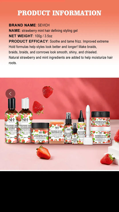 Strawberry Mint Hair Styling Gel Hair Pomade Professional Edge Control Wax for Wigs Women Lasting Edges Control Hair Wax Cream