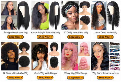 Women's Headband Wig Body Wave Black Blonde Wigs with Headband Fake Hair Synthetic Wigs for Black Women