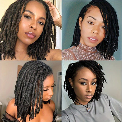 Afro Fully Handmade Permanent Loc Extensions Human Hair 0.8cm Boho Braids Dreadlock Extension Human Hair For Women 10-40 Strands