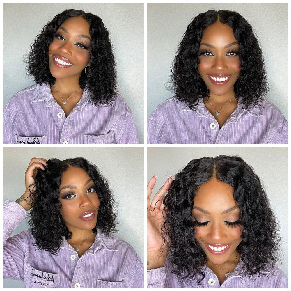 Wear And Go Water Wave Bob Wigs For Women Human Hair Wet And Wavy Glueless Wig Ready To Go Human Hair Wigs Pre Cut Lace Hair Wig