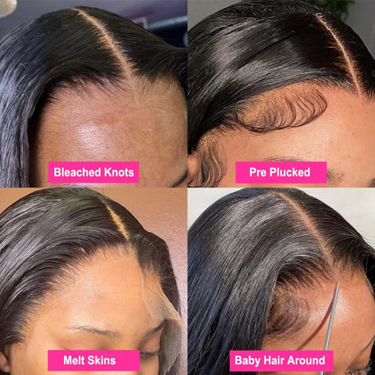 Malaysian Human Hair Wigs Loose Body Wave Bob Wig Pre plucked 13x4 HD Transparent Lace Front Short Bob Wig Natural Color Tissage