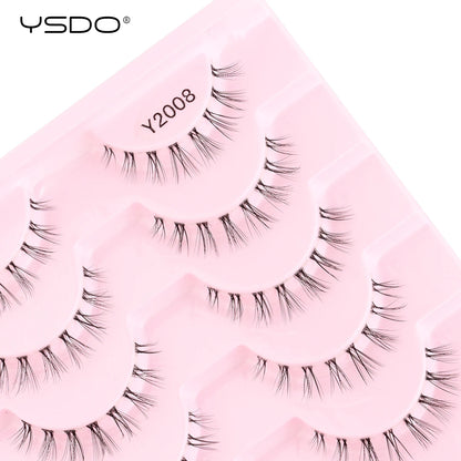 YSDO Natural Long Eyelashes 10 Pairs Wispy Soft 3D Mink Lashes Reusable Cat Eye Lashes Makeup Eyelash Extension Faux Cils