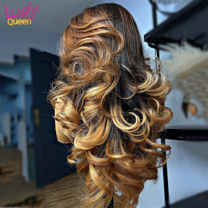 Human Hair 180% Ombre Blonde With Black 7X5 Glueless Transparent 13X6 Lace Frontal 5X5 Pre Plucked Wigs For Women 13X4 Body Wave
