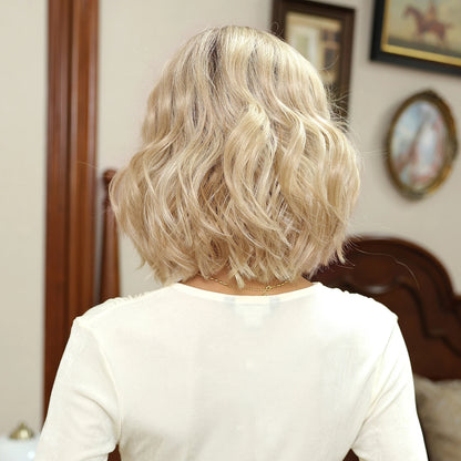 MONO Lace Hair 100% FUTURE Fiber Blonde Pixie Cut Wigs Breathable Mono Lace Front Synthetic Wig Daily Use Heat Resistant Fiber