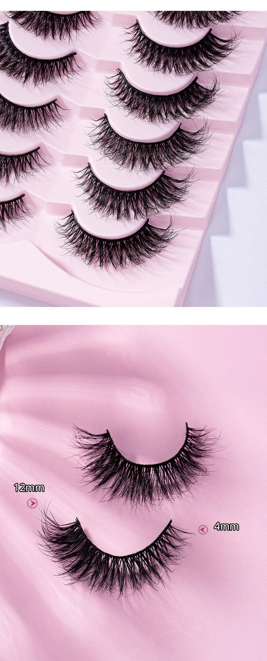 7 Pairs Pack 3D Wispy Cat Eye Fake Lashes Natural Look