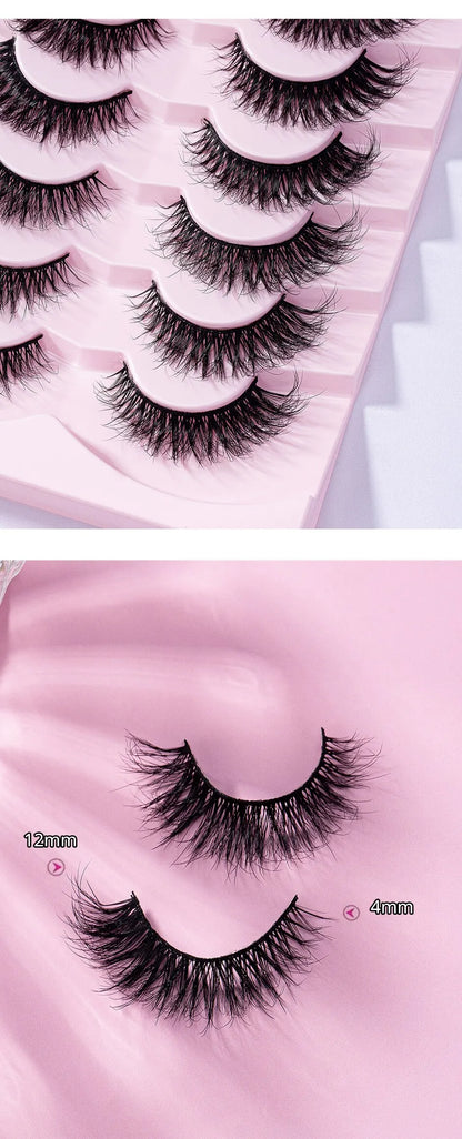 7 Pairs Pack 3D Wispy Cat Eye Fake Lashes Natural Look