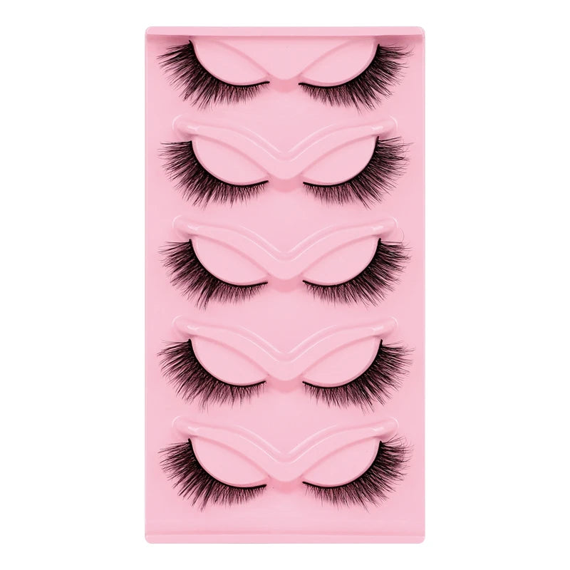 5 Pairs Cat Eye Lashes Faux Mink Eyelashes Natural long Manga Lashes Winged End Eye Elongated Eyelashes Fake Lashes Makeup