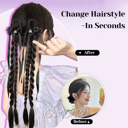 Ponytail Extension Bow Claw Curly Wavy Clip in Hairpiece Ponytail Hair Extensions Long Pony Tail Synthetic for Women Girl Daily