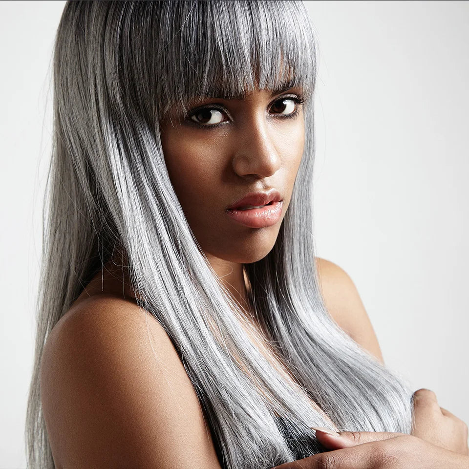 Sleek Brazilian Yaki Straight Grey Hair Bundles Colored #44 #34 #280 51# For Black Nature Remy Gray Human Hair Extension