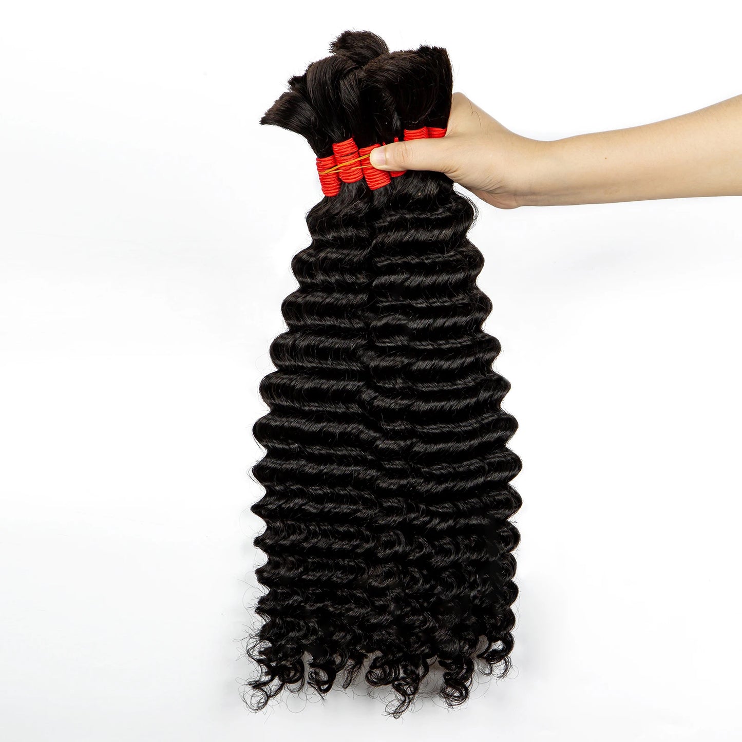 Deep Wave Bulk Human Hair for Boho Braids No Weft 100% Virgin Human Hair Bulk for Braiding Curly Extension Bundles for Women