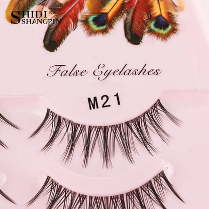 Manga Lashes 5 Pairs Anime Cosplay Faux Mink Lashes Korean Natural short Full Strip Lashes Clear Band Soft Eyelashes Extension