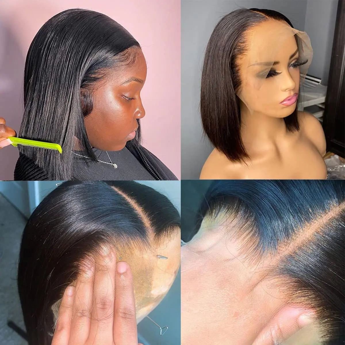 Glueless wigs  T Part Lace Front Wig 13*4 Lace Front Human Hair Wigs For Women  Closure Wigs 180 Density Short Straight Bob Wigs