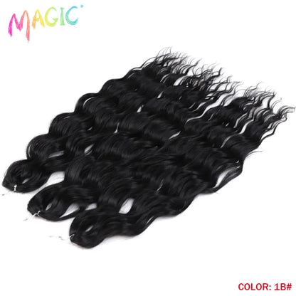 Magic Hair Synthetic Loose Deep Wave Braiding Hair Extensions 24 Inch Water Wave Braid Hair Ombre Blonde Twist Crochet Curly Hai
