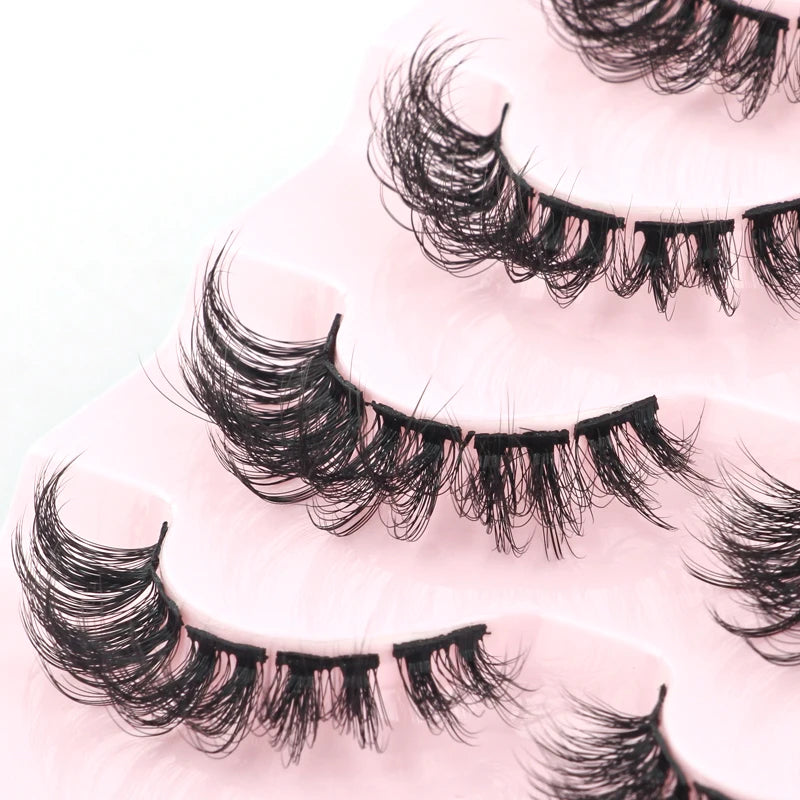 Natural Short False Mink Lashes 3/5/10 Pairs Extensions Eye Hair False Eyelashes 3D Faux Cils Soft Fluffy Eye Lashes for Beauty