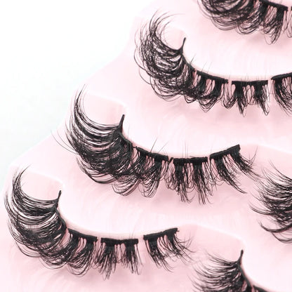 Natural Short False Mink Lashes 3/5/10 Pairs Extensions Eye Hair False Eyelashes 3D Faux Cils Soft Fluffy Eye Lashes for Beauty