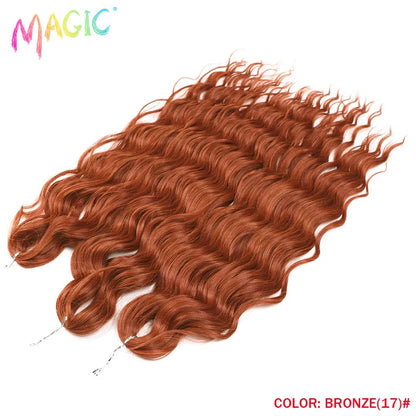Magic Hair Synthetic Loose Deep Wave Braiding Hair Extensions 24 Inch Water Wave Braid Hair Ombre Blonde Twist Crochet Curly Hai