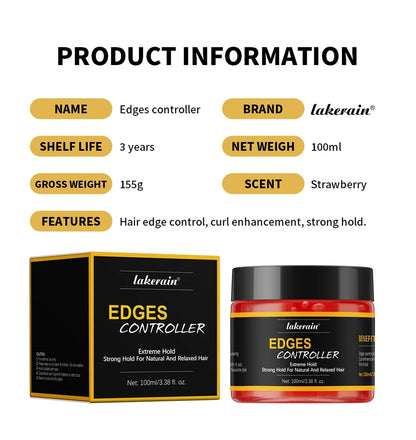 Edge Control Strong Hold Hair Gel Thick Edges Styling Gel Non-Greasy Non-Flaking No White Cast Long Lasting Supports All Hair Ty