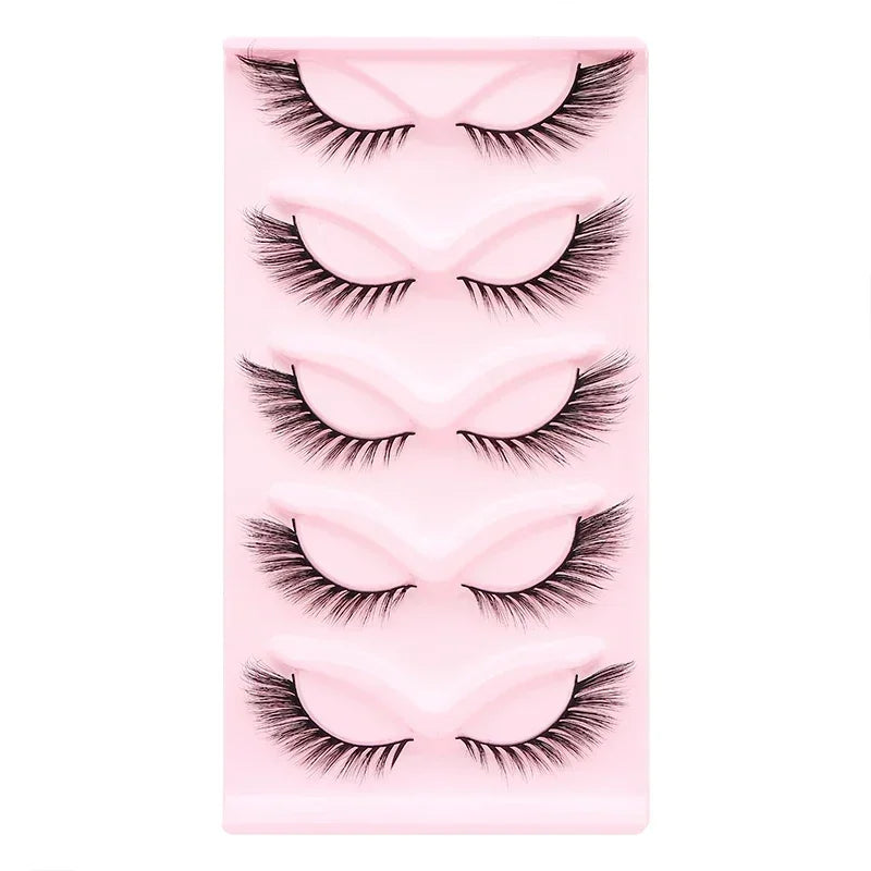5 Pairs Cat Eye Lashes Faux Mink Eyelashes Natural long Manga Lashes Winged End Eye Elongated Eyelashes Fake Lashes Makeup