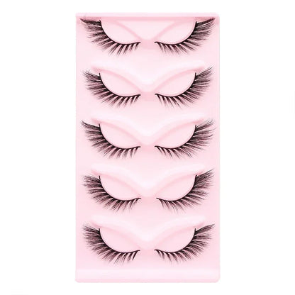 5 Pairs Cat Eye Lashes Faux Mink Eyelashes Natural long Manga Lashes Winged End Eye Elongated Eyelashes Fake Lashes Makeup