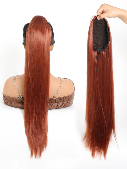 Ponytail Extensions 24 Inch Long Hair Extension Natural Wavy Drawstring Tail Synthetic Hairpiece for Women Daily Use party