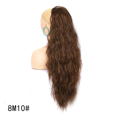 Ponytail Extension 30 Inch Extra Long Drawstring Wavy Curly Ponytails Black Brown Synthetic Fiber Fake Hair piece for Women