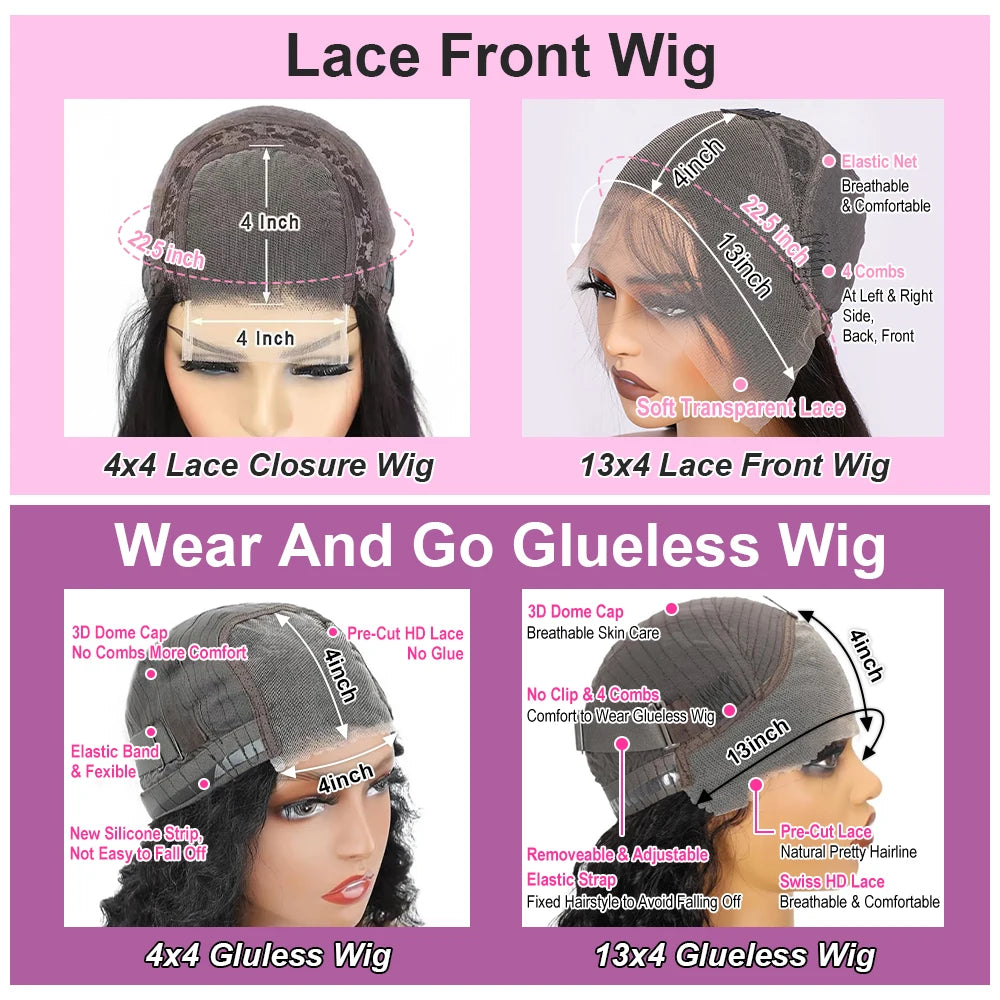 Glueless Wigs Human Hair Wear Go Bob Wigs Straight Lace Front Pre Plucked 13x4 HD Brazilian Transparent Lace Frontal Wig on Sale