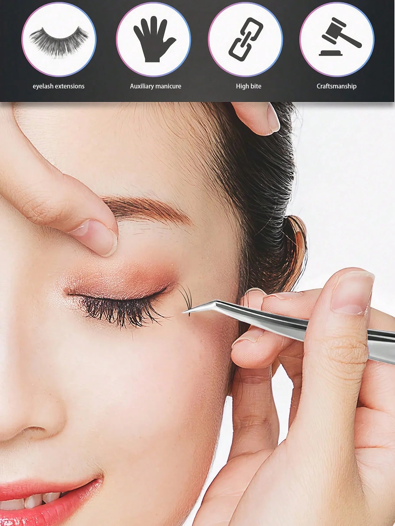 4PCS Eyelash Extensions Tweezers Set  Stainless Steel Tweezers for DIY Lash Extension and Removal Eyebrow Tweezers Nippers Eyela