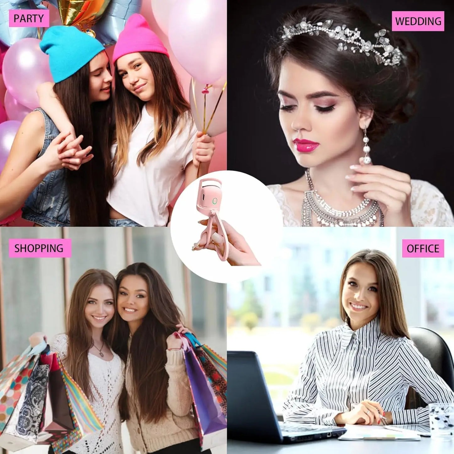 1pc Heated Eyelash Curler Electric Eye Lash Curler Quick Natural Curling for Long Lasting with Sensing Heating Silicone Pad