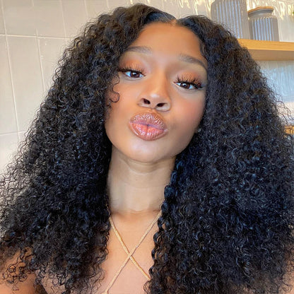 Mongolian Kinky Curly Human Hair Wigs Deep Curly HD Transparent Lace Frontal Wigs For Black Women Curly Remy Hair Wigs