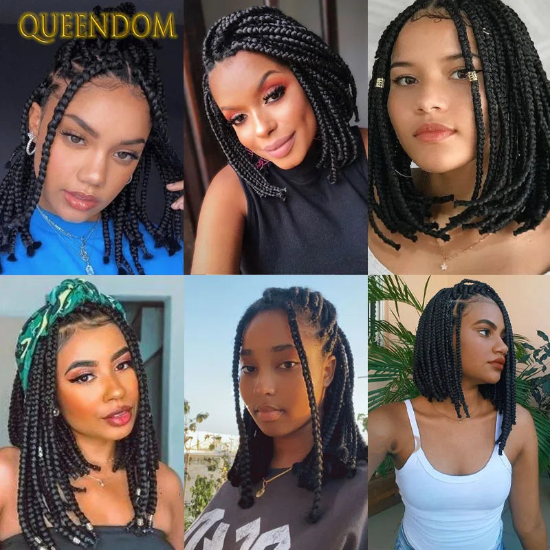 Full Lace Wigs for Black Women Short Bob Braided Wigs Knotless Box Braids 360 Lace Front Wigs Cornrow Synthetic Wigs 12 Inch