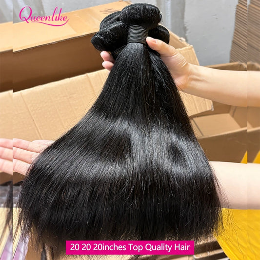 Queenlike Human Hair Bundles with A 2x6 Deep Kim HD Lace Closure 12A Hair Bundles with Closures Brazilian Raw Hair Bundles