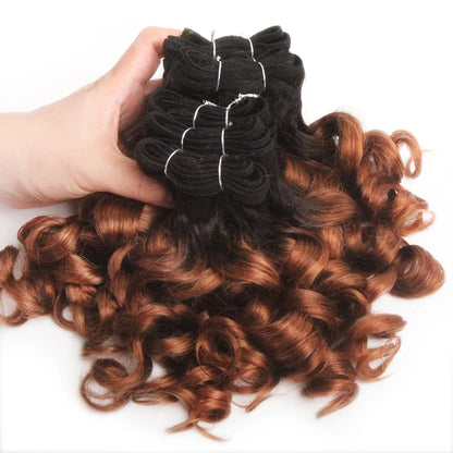 Human Hair Bundles 6 Bundles Ombre Bouncy Curl Bundles For Women Natural Brazilian Hair Weaves 200G For A Full Head Blonde T1B30