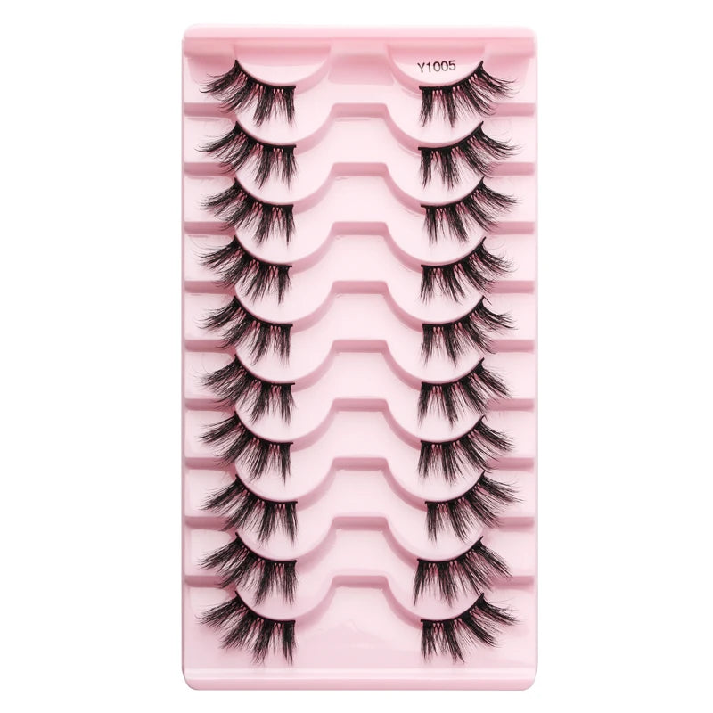 Cat Eye Lash 3/5/10 Pairs Half Lashes Natural Long False Eyelashes Wispy 3D Mink Lashes Volume Faux Cilios Extension Makeup Tool