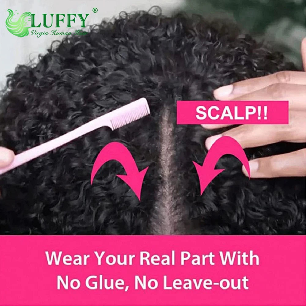 Deep Wave U Part Wig Human Hair No Leave Out Glueless V Part Wigs Brazilian Human Hair For Women 180% Density Clip in Half Wigs