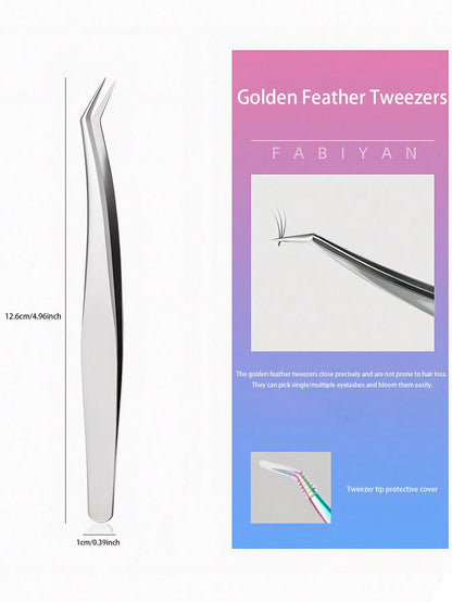 4PCS Eyelash Extensions Tweezers Set  Stainless Steel Tweezers for DIY Lash Extension and Removal Eyebrow Tweezers Nippers Eyela