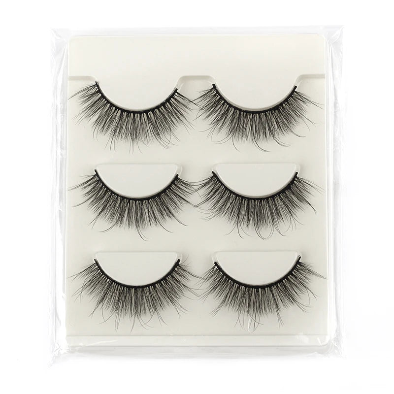 3D Mink Lashes 3/10 Pairs Cat Eye Half Lashes Natural Long False Eyelashes Strip Makeup Soft Fake Eyelash Extension Make Up Tool