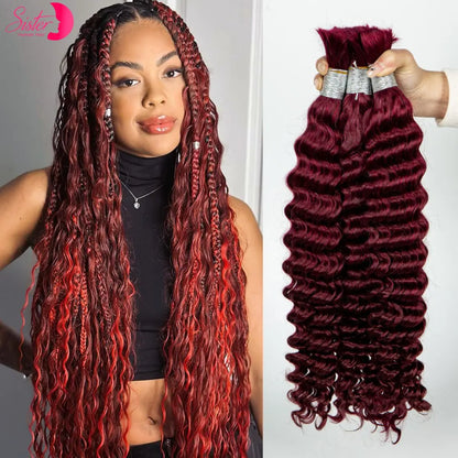 Deep Wave Bulk Human Hair for Boho Braids No Weft 100% Virgin Human Hair Bulk for Braiding Curly Extension Bundles for Women