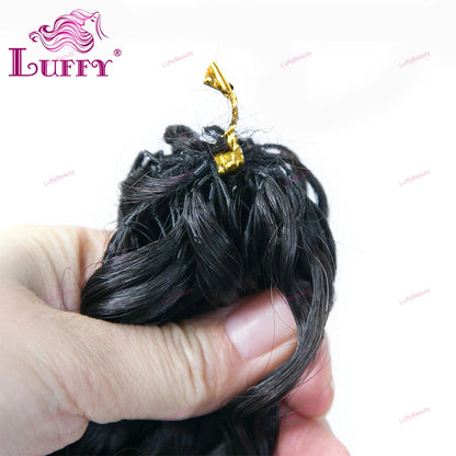 Curly Crochet Human Hair Extensions Knotless Pre-Separated Human Hair Water Wave Feather Hair Extensions 120g 100strands