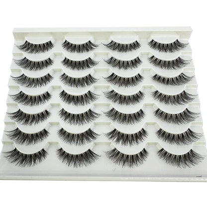 New Cat Eye Lashes Natural Look Short Lashes Wispy with Clean Band 13mm Hand-Knotted Manga False Eyelashes 14Pairs