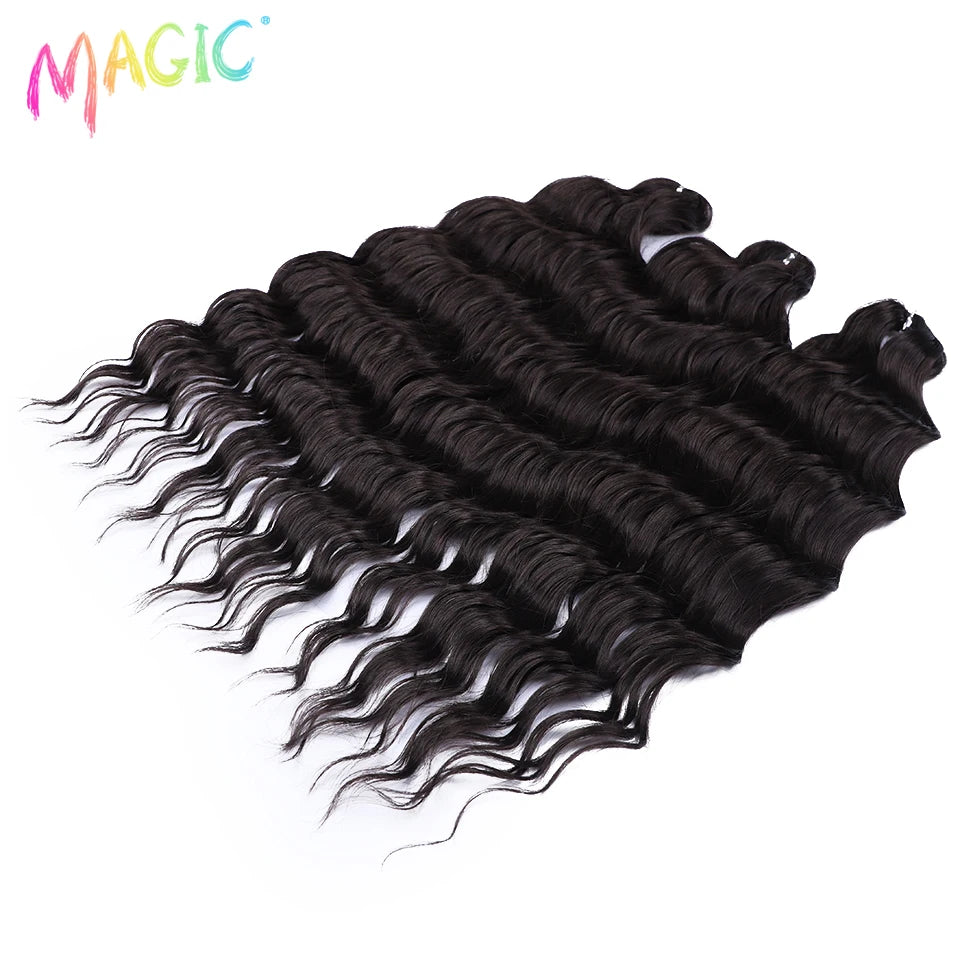 Magic Hair Synthetic Loose Deep Wave Braiding Hair Extensions 24 Inch Water Wave Braid Hair Ombre Blonde Twist Crochet Curly Hai