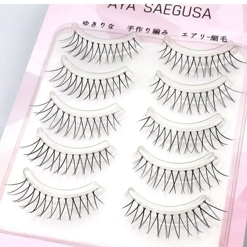 Natural Long Eye Makeup 5Pairs Set Cos False Eyelashes Lash Extension 3D Bunch Japanese Fairy Cosplay 5 Pairs
