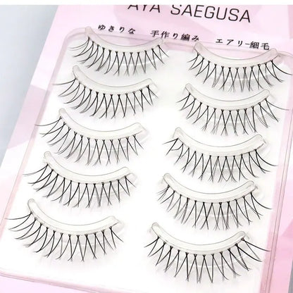 Natural Long Eye Makeup 5Pairs Set Cos False Eyelashes Lash Extension 3D Bunch Japanese Fairy Cosplay 5 Pairs