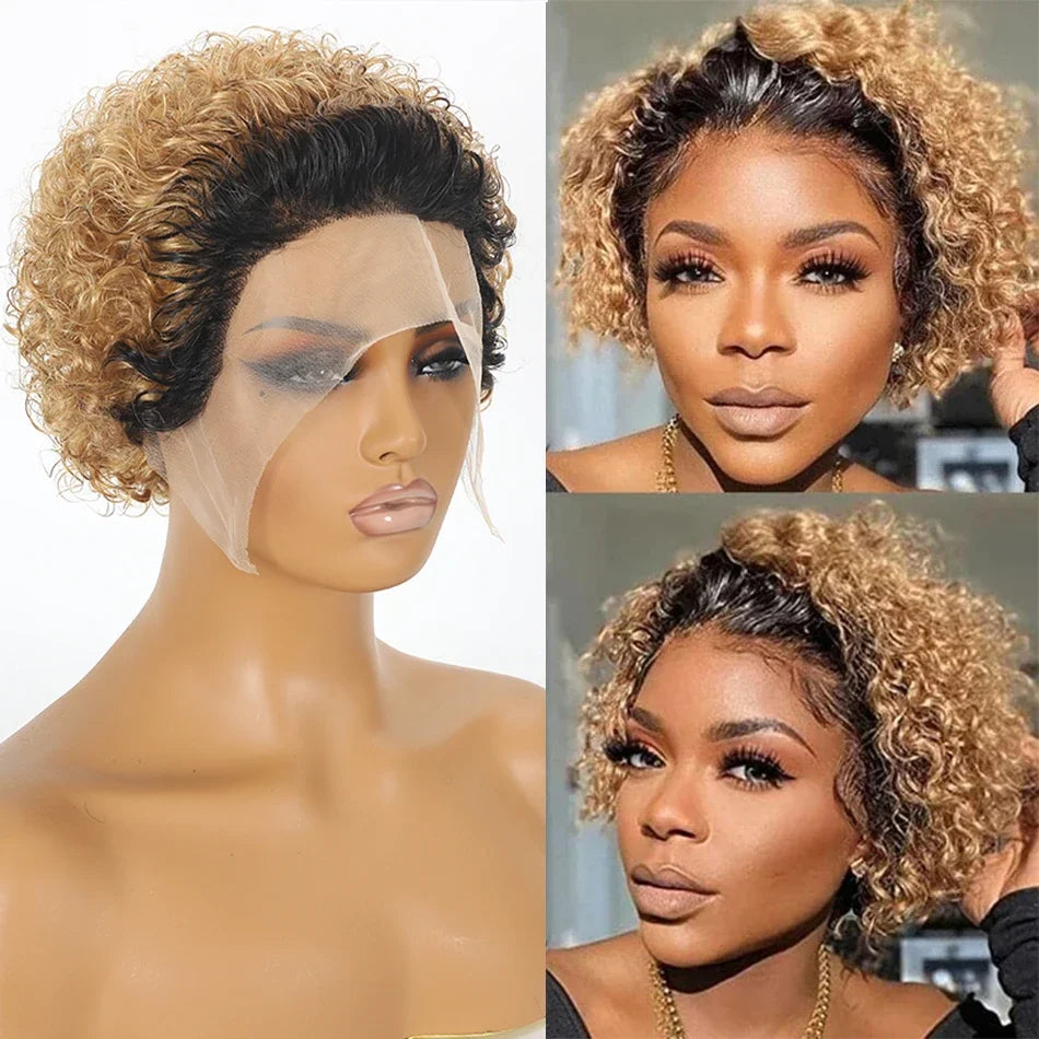 Peruvian Hair Short Inch Curly Pixie Cut Wig Hair with Bangs Cheap Price Bob with Bangs Wig Natural Black Short Wigs For Women