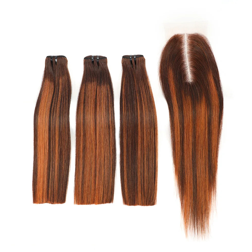 Bone Straight Vietnam Raw Human Hair 3 Bundles with Closure 12a Super Double Drawn Bundles 2x6 Lace Kim K Brown OT1B99j Burgundy